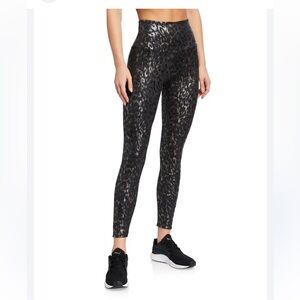Onzie Foil Sheen Animal-Print Midi Leggings